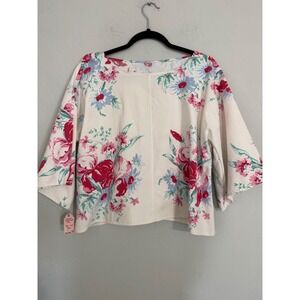 ELIZA JO‎ Upcycled Tablecloth Kimono Sleeve Top Floral Print